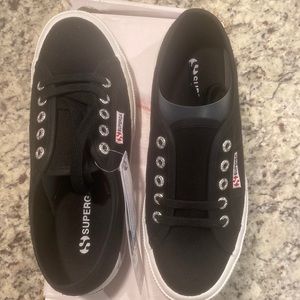 Superga, women’s fashion sneakers, size 7, black, brand new
